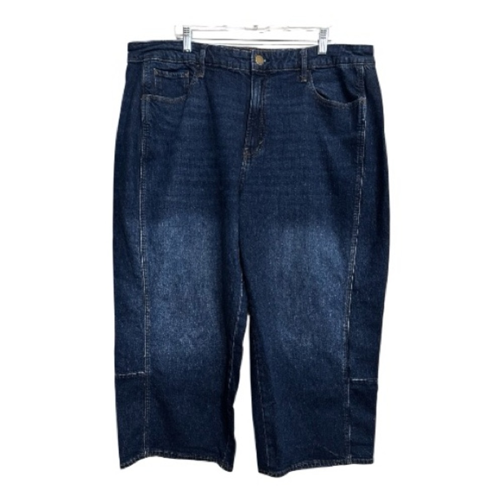 a.n.a Women's Highest Rise Barrel Jeans Dark Blue Size 20W Cropped 5 Pocket